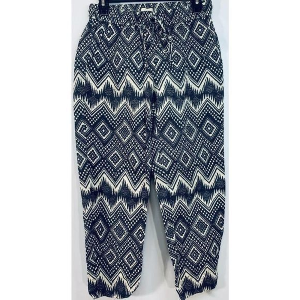 J Crew Women‎ Elastic Drawstring Ivory Navy Size 4